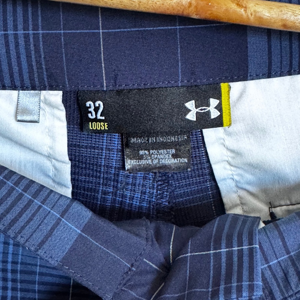 Under Armour Mens Blue Plaid Golf Shorts Loose Fit Size 32 - Picture 3 of 6